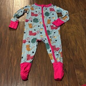 Kids Cat Print Bamboo Pajama - Pink and Blue